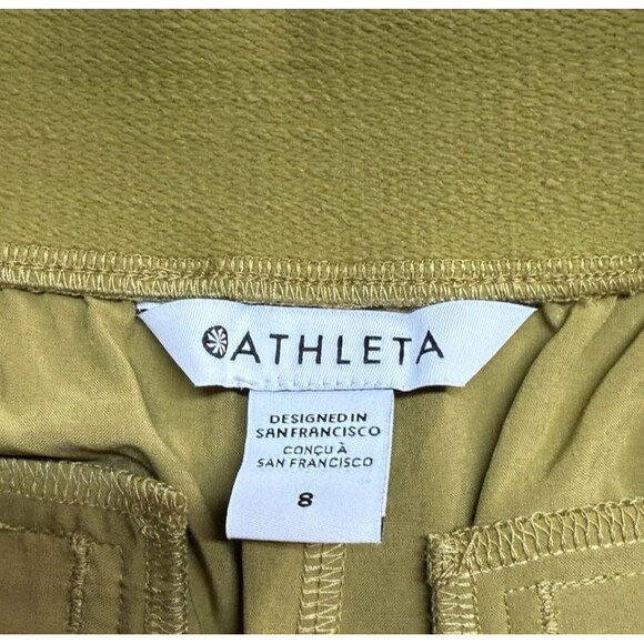 Athleta Brooklyn Heights Ankle Pants 8 Slim Travel Casual Mustard Mid Rise - Picture 7 of 11